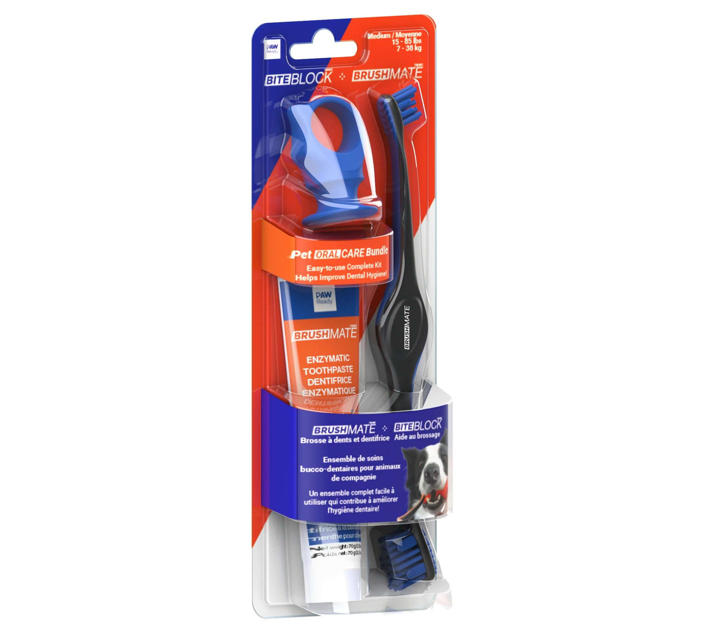 Clean Dog's Teeth with The Paw Ready Brushing Bundle including brush, toothpaste, and dental tools.