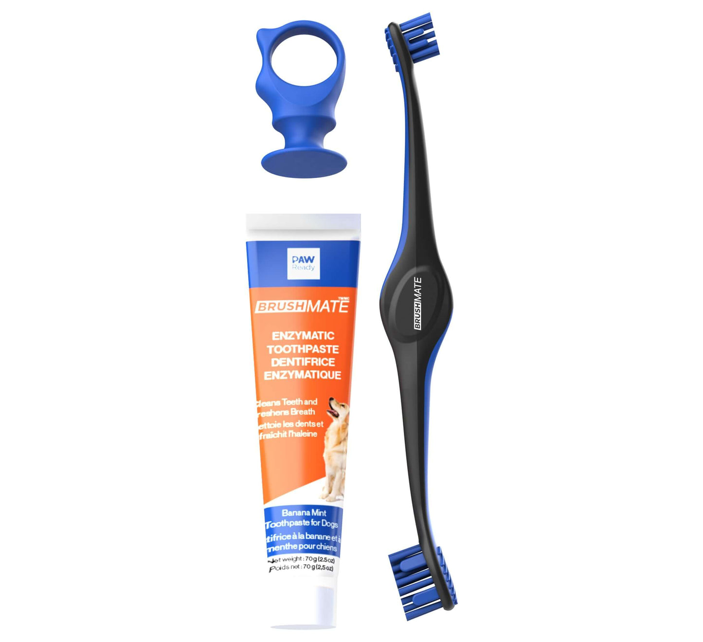 Clean Dog's Teeth with Paw Ready Brushing Bundle including brush and enzymatic toothpaste.